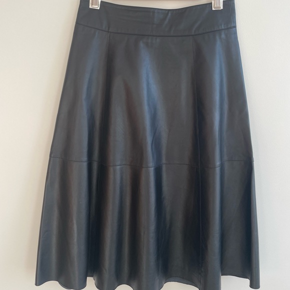 SEED HERITAGE: black leather midi skirt in size 10. - Picture 3 of 6